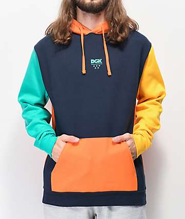 DGK Quad sudadera con capucha azul, naranja, amarilla y verde azulado