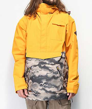 Dakine Clark 10K chaqueta anorak de snowboard dorada y camuflada