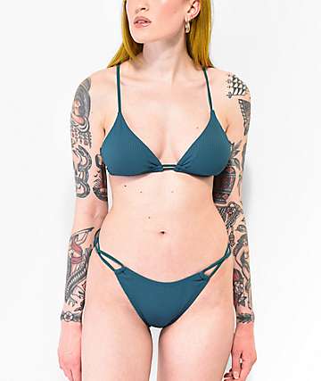 Damsel Chloe Rope Mustard Rib Triangle Bikini Top