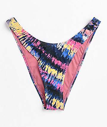 Damsel Jas braguitas de bikini de pierna alta con efecto tie dye multicolor