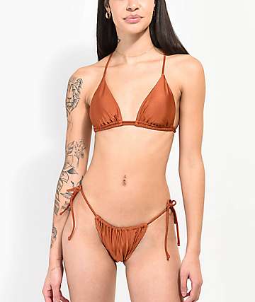 Damsel Chloe Rope Mustard Rib Triangle Bikini Top