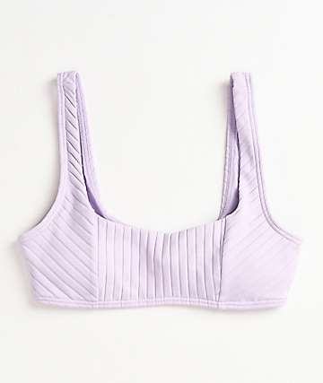 Damsel Photon Top de bikini deportivo super acanalado de color lavanda
