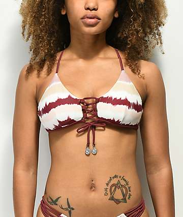 Damsel Summertime top de bikini con tie dye con cordones
