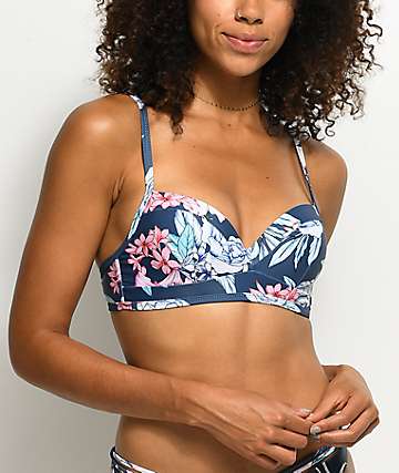 Damsel Waikiki top de bikini bralette moldeada en azul floral