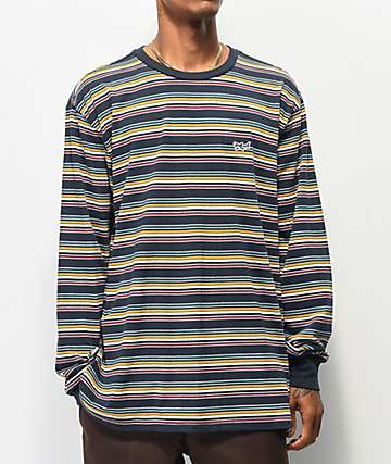 Dark Seas Foamer camiseta de manga larga azul marino de rayas