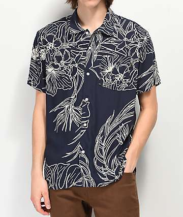 Dark Seas Rivermouth camisa de manga corta tejida azul marino