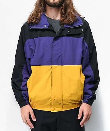 Deathworld Romulus Black, Purple & Yellow Colorblock Windbreaker Jacket