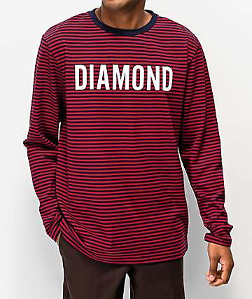 Diamond Supply Co. camiseta de manga larga azul marino y rojo
