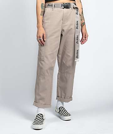 dickies belted utility khaki cargo pants