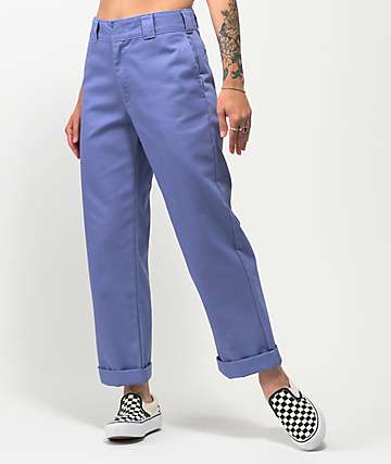 dickies chambray roll hem crop work pants