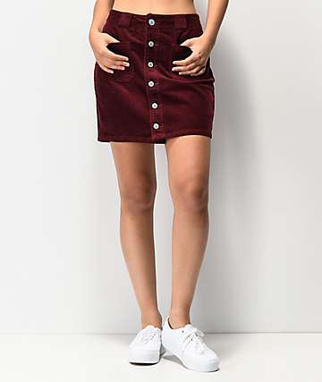 maroon corduroy skirt