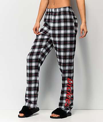 Dickies pantalones de descanso de franela tartán blanco y negro