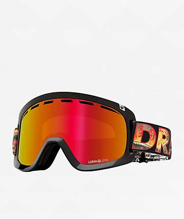 Dragon DX3 OTG Black & Red Ion Snowboard Goggles | Zumiez