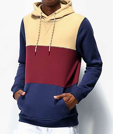Dravus Hues sudadera con capucha caqui, borgoña y azul marino