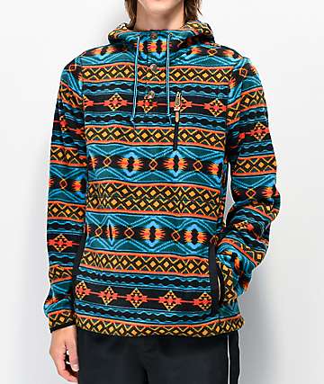 Dravus McKinnley sudadera con capucha de polar técnico negro y azul