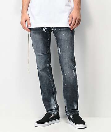 Dript Denim D.044 Side Zip jeans ajustados en azul oscuro