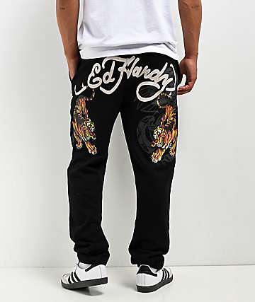 Ed Hardy Crawling Tiger Black Sweatpants - 
