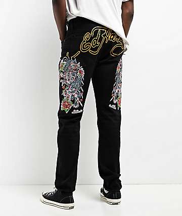 Ed Hardy Diamond Flower Power Blue Cap Sleeve Crop T-Shirt
