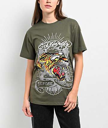 Ed Hardy LIVE ONCE DOUBLE SLEEVE - T-shirt con stampa - white/bianco 