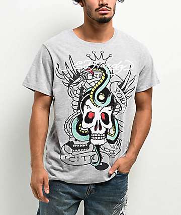 Ed Hardy Cobra Flame Burnout White Crop T-Shirt | Zumiez