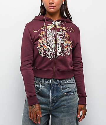 Ed Hardy Twice Shy Rhinestone Arctic Blue Crop T-Shirt | Zumiez