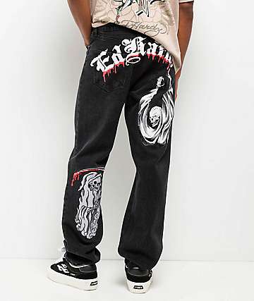 Ed Hardy Tiger Head Black Velour Sweatpants | Zumiez