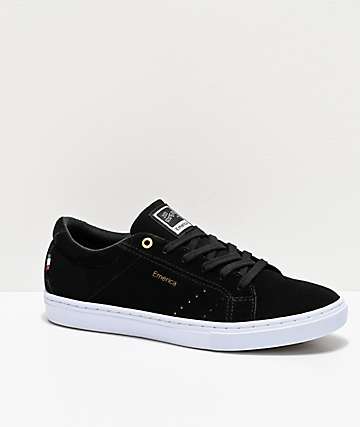 Emerica Romero Americana zapatos de skate negros, blancos y dorados