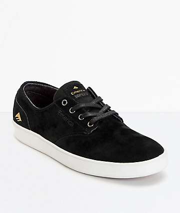 Emerica Romero Laced zapatos de skate de gamuza negro y blanco
