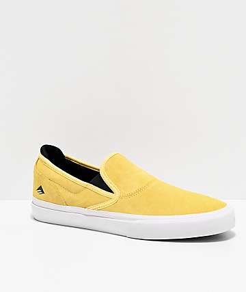 Emerica Wino G6 Slip-On zapatos de skate amarillos y blancos