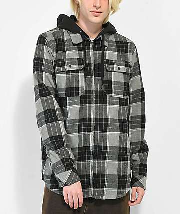 Garcia Jeans Hooded Shirt black-brown striped pattern casual look Fashion Shirts Hooded Shirts 