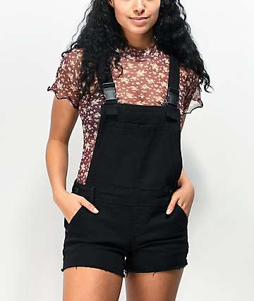 black overall shorts womens