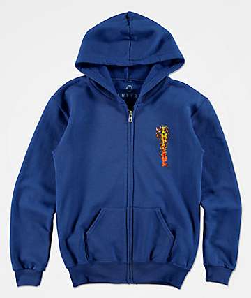 Empyre Diablo sudadera con capucha azul con cremallera para niños