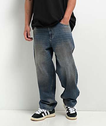 Empyre Dirty Wash Blue Ultra Loose Skate Jeans - 
