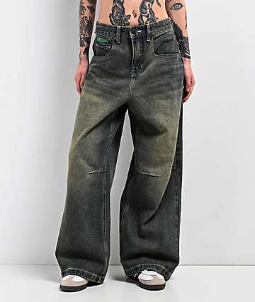 Empyre Extent Petrol Wash Wide Leg Jeans - 
