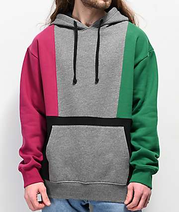 Empyre Fast Break Purple, Grey, Green & Black Colorblock Hoodie