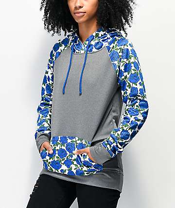 Empyre Frosty Roses sudadera con capucha de polar técnico gris y azul