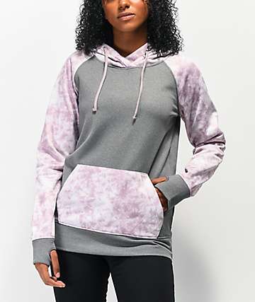 Empyre Frosty sudadera con capucha de polar técnico tie dye gris y morado
