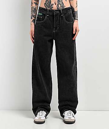 【YOURNUS】Ambition Rivet Cargo Denim Empyre Loiter Slouchy Black Wash Cargo Denim Jeans | Zumiez