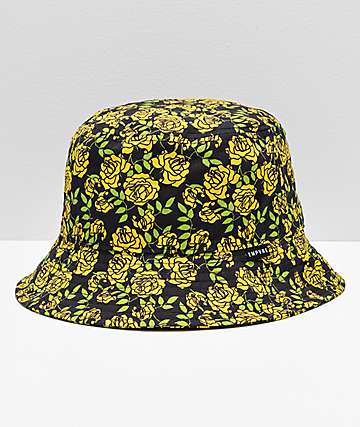 Empyre Secret Garden sombrero de cubo floral amarillo y negro
