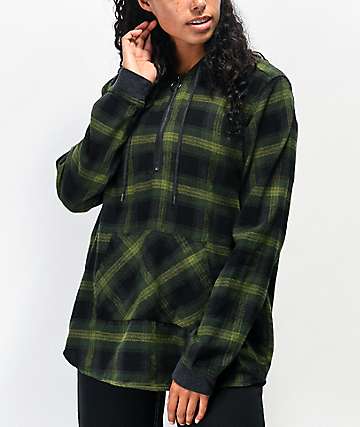 Empyre Spruce camisa de franela verde con media cremallera