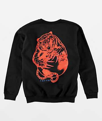 Empyre Tigers World sudadera negra con cuello redondo para niños