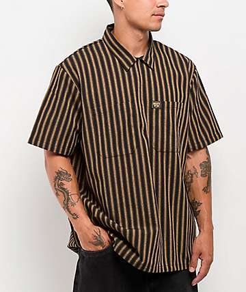 FB County Khaki Zip Short Sleeve Shirt | Zumiez