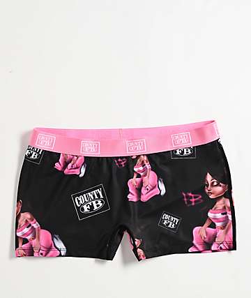 FB County Homegirl Black & Pink Boyshort Underwear -