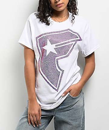 Famous Stars & Straps BOH Rhinestone White T-Shirt - 