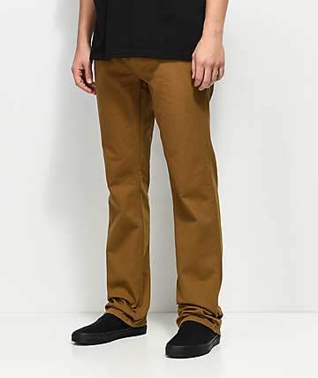 Free World Night Train pantalones de tela asargada en color tabaco