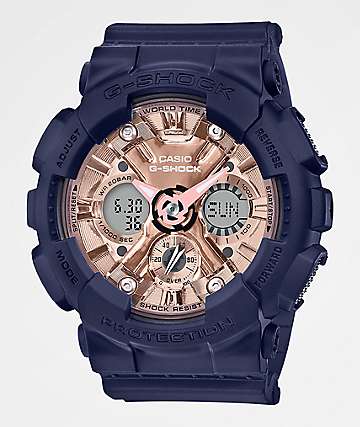 white and gold g shock mens