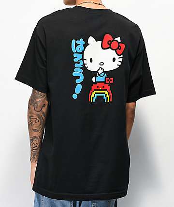 Girl x Hello Kitty 45th Anniversary Rainbow camiseta negra