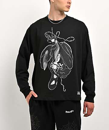 HUF x Marvel Spider-Man Upside Down Black Long Sleeve T-Shirt - 