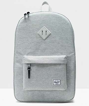 grey and white backpack