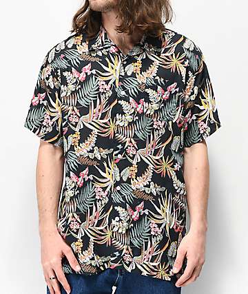 Imperial Motion Kingpin Navy Floral Woven Short Sleeve Button Up Shirt